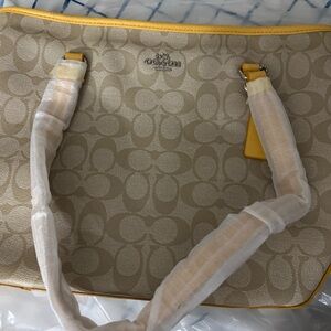 Coach Signature Beige and Yellow Tote.Small Tote Bag